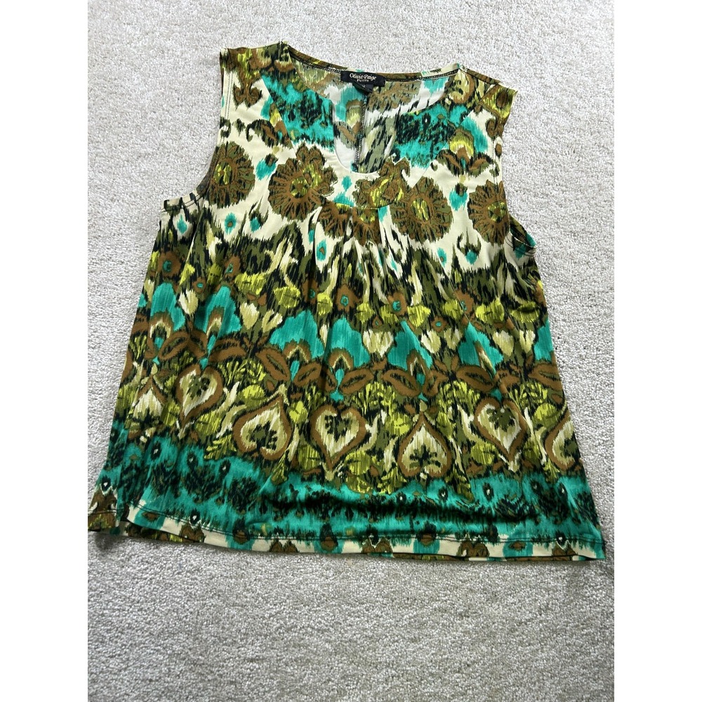 Onique Paige Tank Top Womens Petite Medium Abstract Sleeveless Stretch Shirt Top